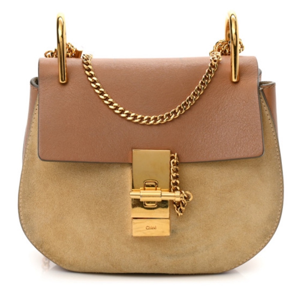 Chloe - Suede Smooth Calfskin Drew Shoulder Bag in Milky Coffee